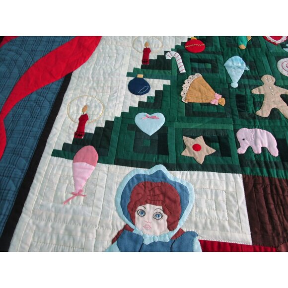 Log Cabin Christmas Tree Quilt Applique Ornaments Elves Queen Vintage 1994 GUC - Picture 9 of 16